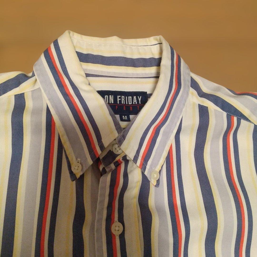 ON FRIDAY 半袖 ストライプシャツ 綿100%Mサイズ — image 3