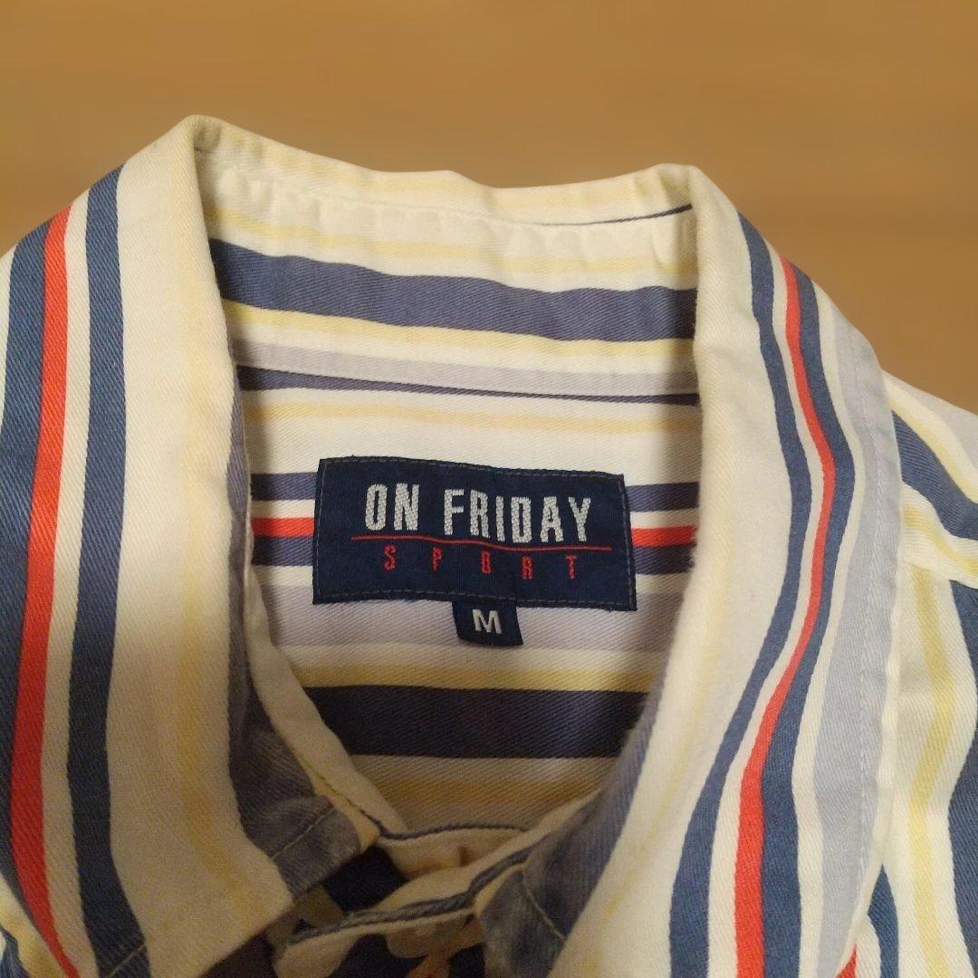 ON FRIDAY 半袖 ストライプシャツ 綿100%Mサイズ — image 4