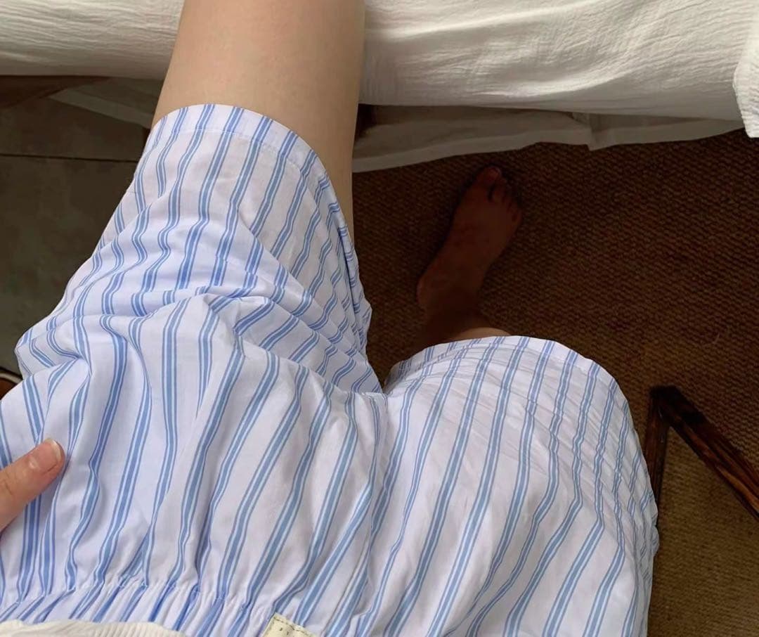 ストライプショートパンツ　ルームパンツ　ブルー — image 2