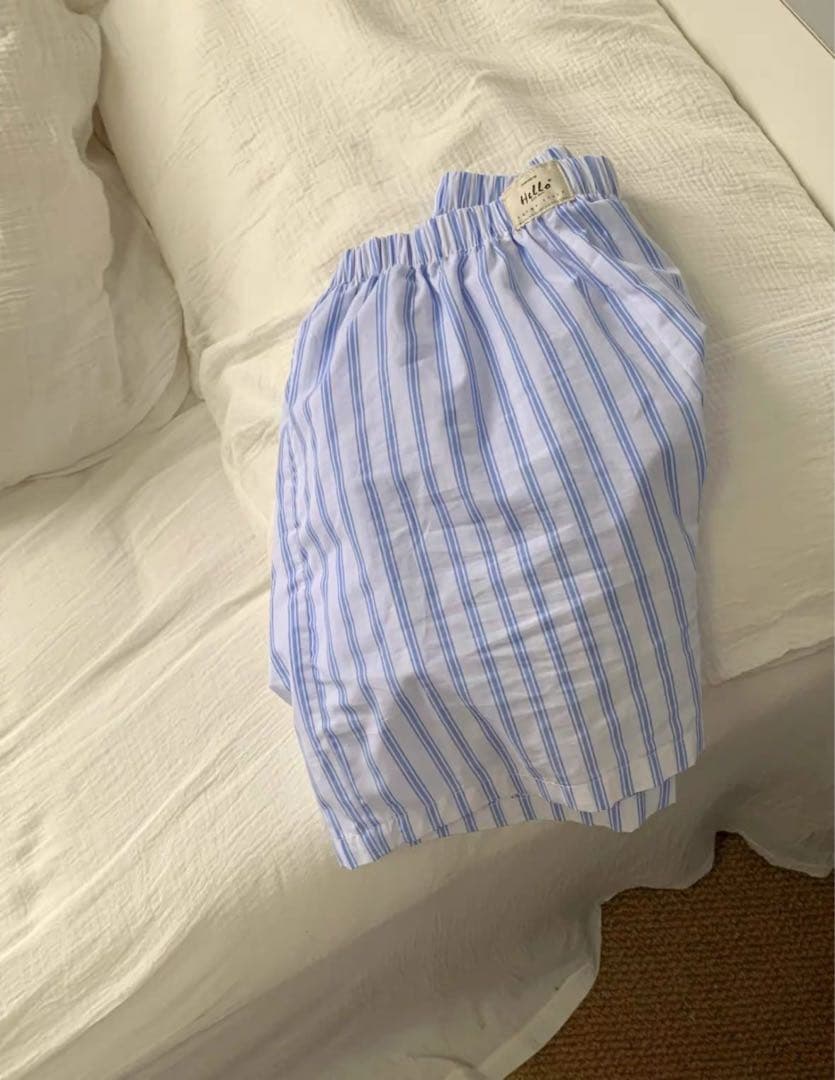 ストライプショートパンツ　ルームパンツ　ブルー — image 3