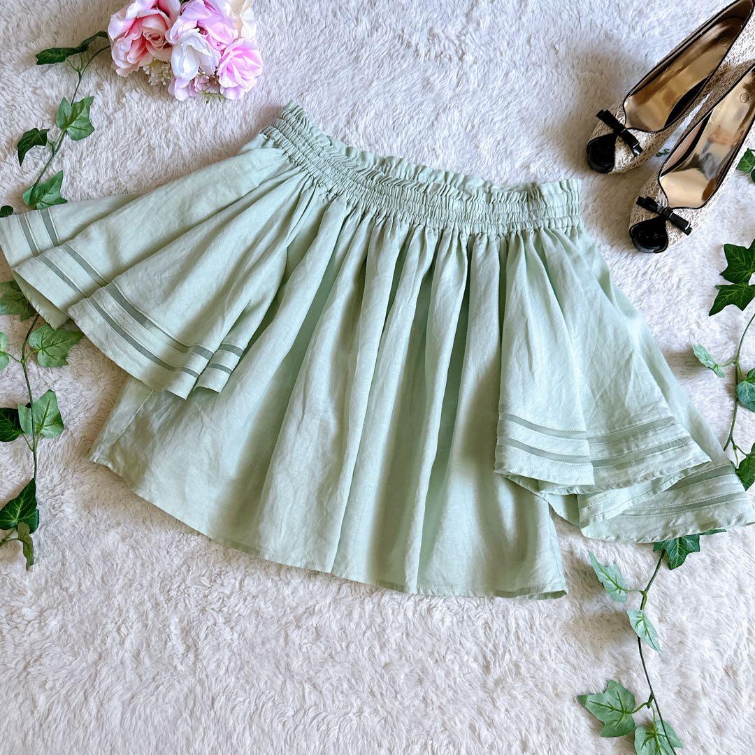 美品☆Milla Owen フレアスリーブオフショル ブラウス ライトグリーン — image 4