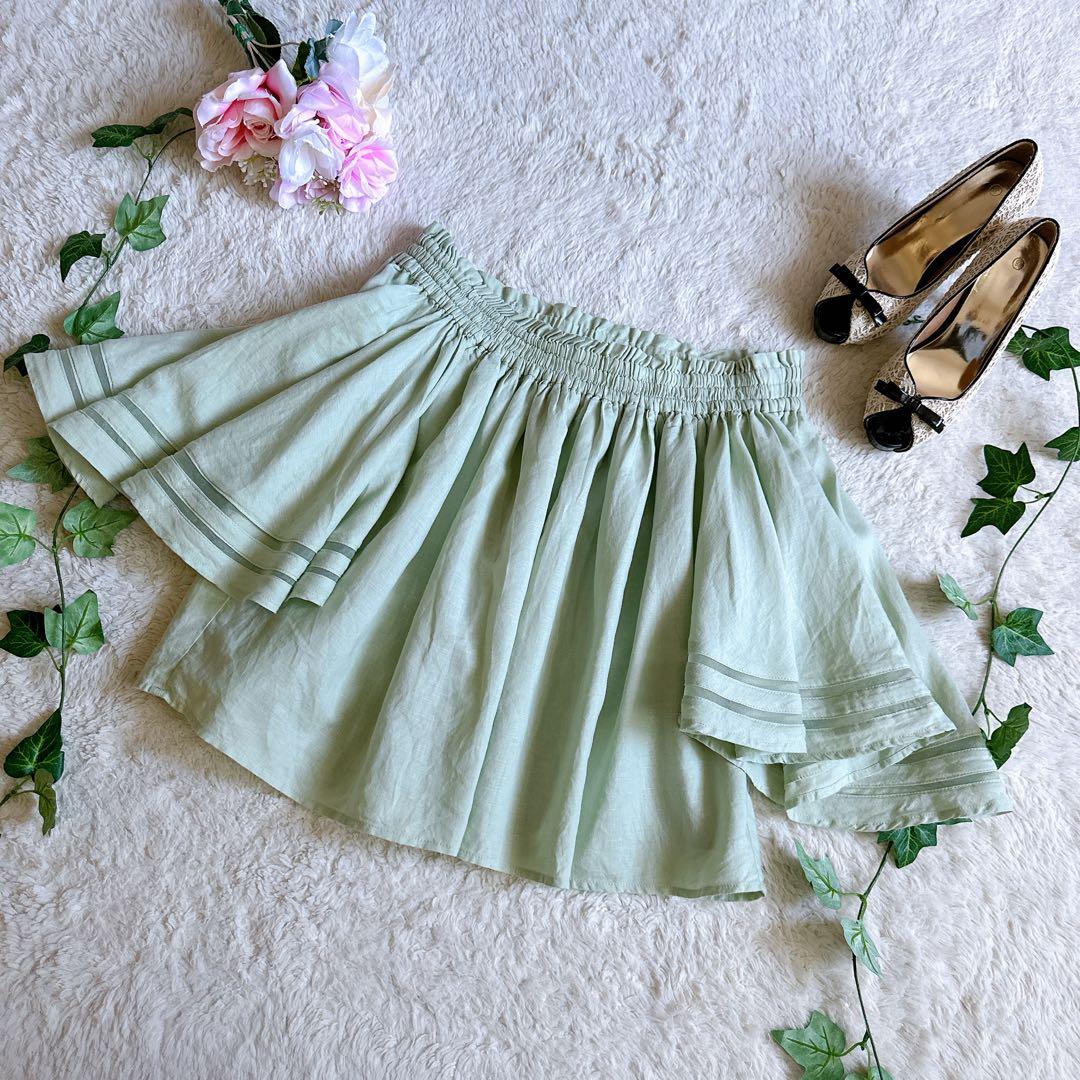 美品☆Milla Owen フレアスリーブオフショル ブラウス ライトグリーン — image 5