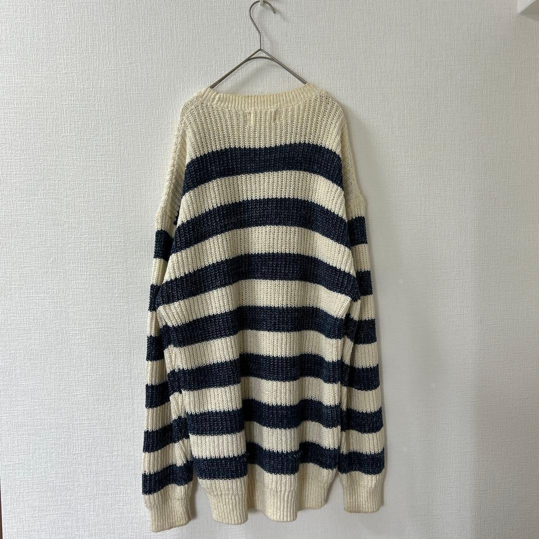 PULL&BEARプルアンドベア ボーダーニット　 L　アイボリー　ネイビー — image 3