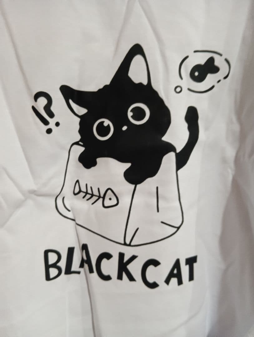 【Lサイズ】「黒猫にゃんこ」長袖Tシャツ かわいい おもしろ 春夏 ショート丈 — image 2