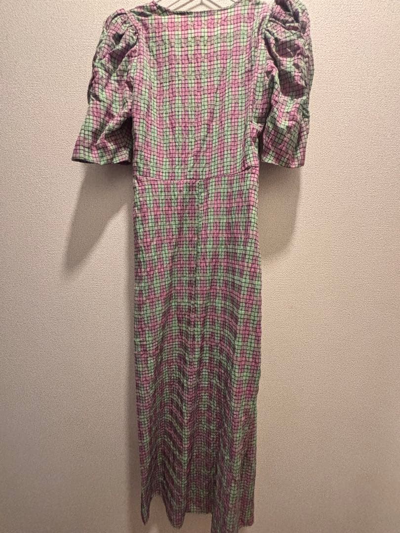 【値下げ中】ZARA チェック柄 パフスリーブ ロングワンピース — image 2