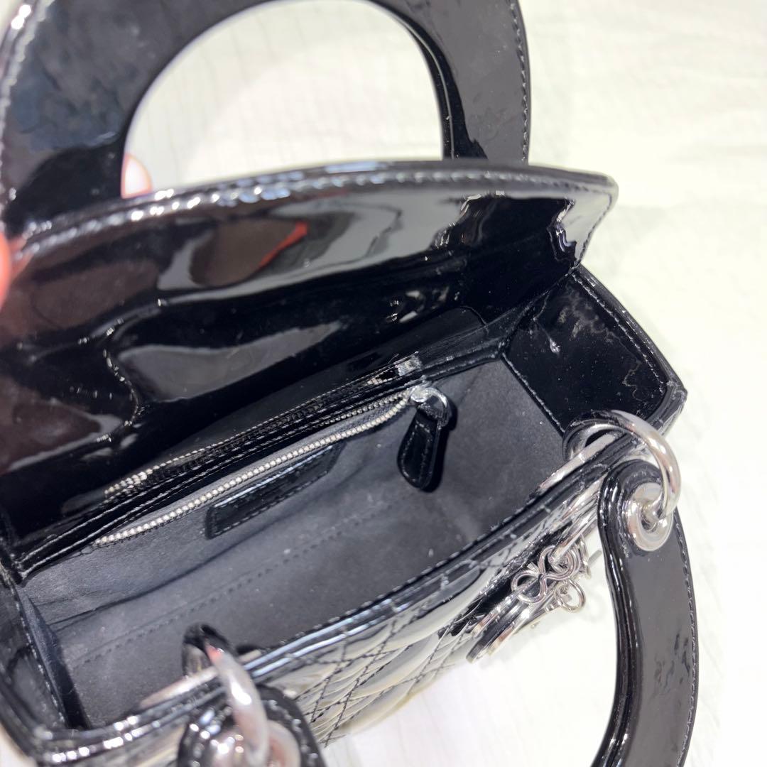 【美品】DIORレディディオール ミニ ブラック パテント シルバー金具 正規品 — image 4