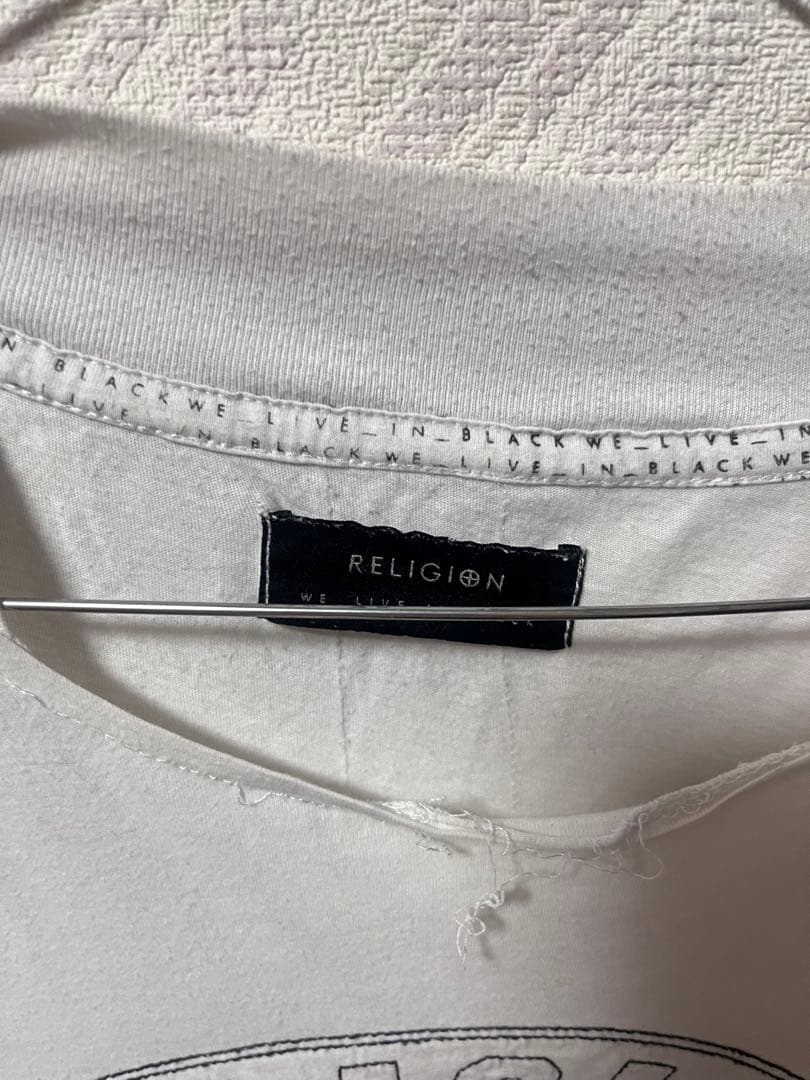 RELIGION LONDON スカル刺繍 Tシャツ ホワイト 古着 — image 3