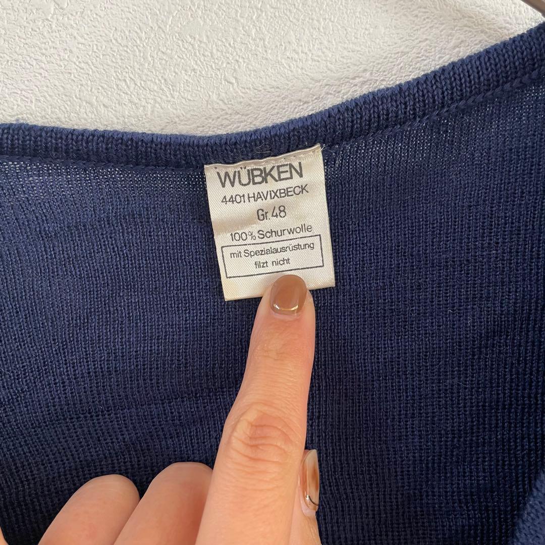 WÜBKEN ネイビー Vネック セーター ニット 通勤 通学 シンプル 大人 — image 2