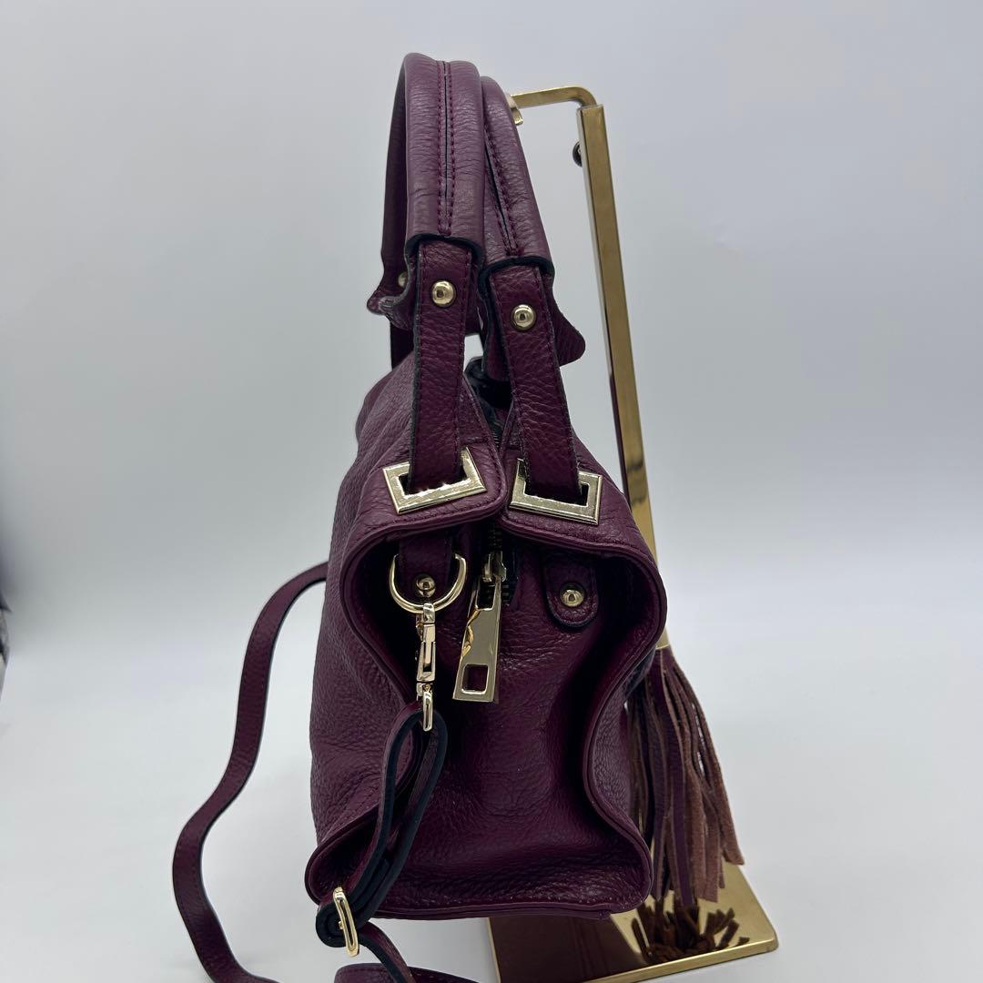 C348 SANDRO 2way ミニボストン ショルダー ボルドー レザー — image 4
