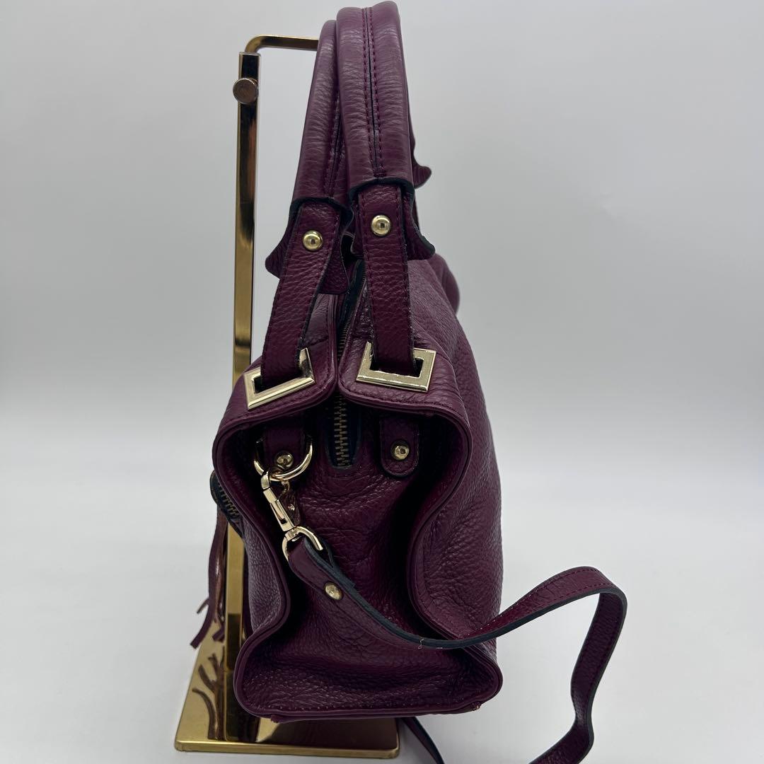 C348 SANDRO 2way ミニボストン ショルダー ボルドー レザー — image 5