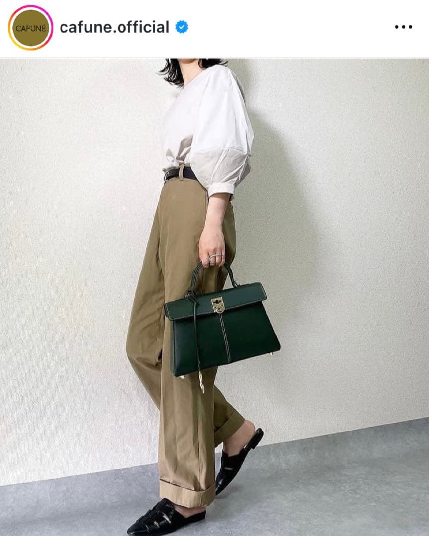 【美品】CAFUNE STANCE BAG FOREST 深緑 ハンドバッグ — image 4