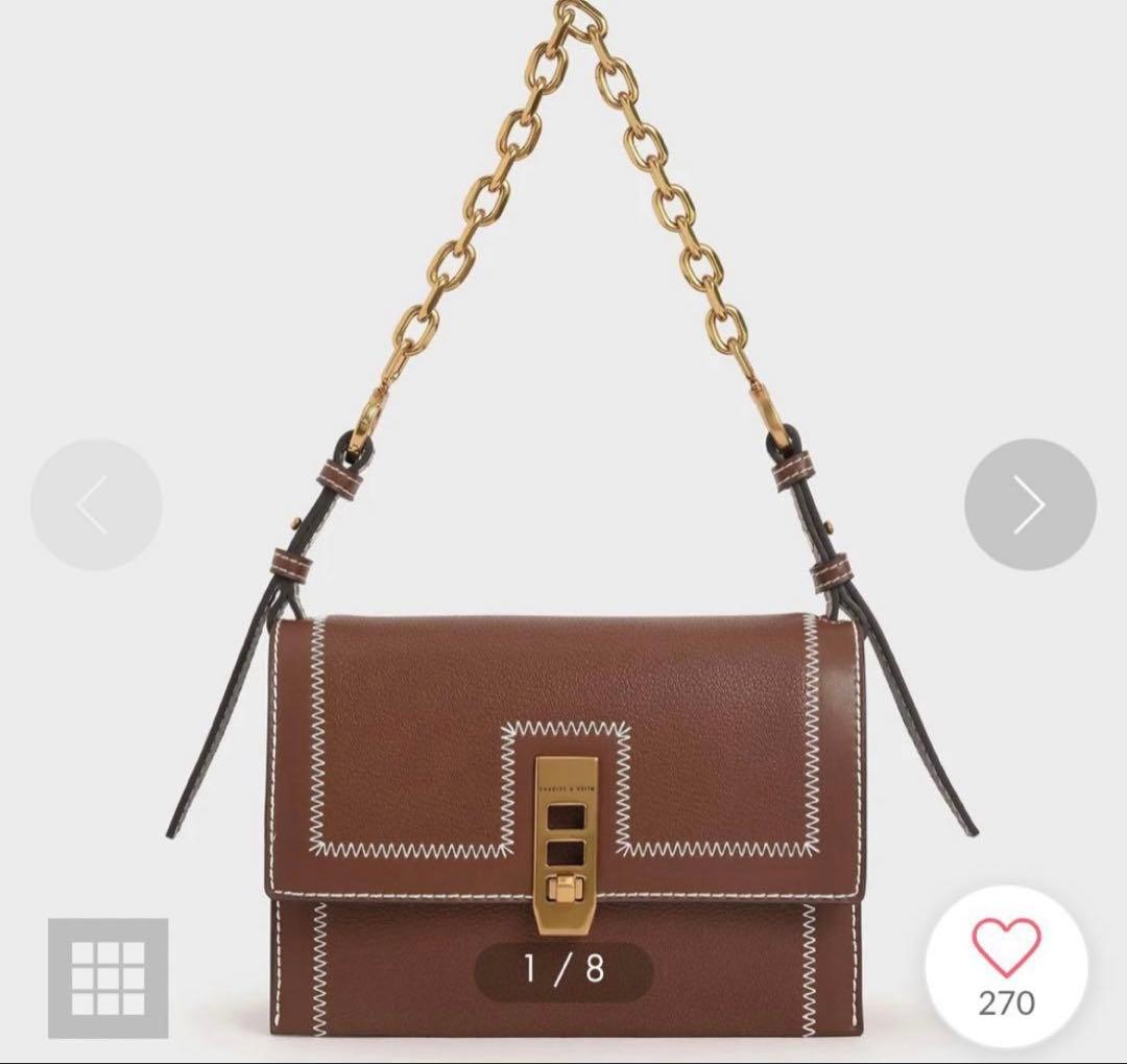 【CHARLES & KEITH】 キャンバスターンロックチェーンハンドルバッグ — image 2