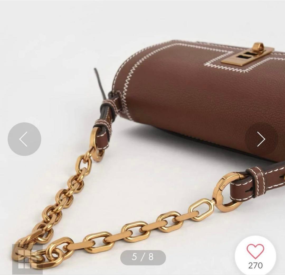 【CHARLES & KEITH】 キャンバスターンロックチェーンハンドルバッグ — image 3