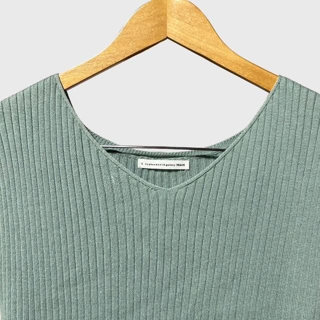 イーハイフンワールドギャラリーピース リブニット ノースリーブ ブルーグリーン — image 3