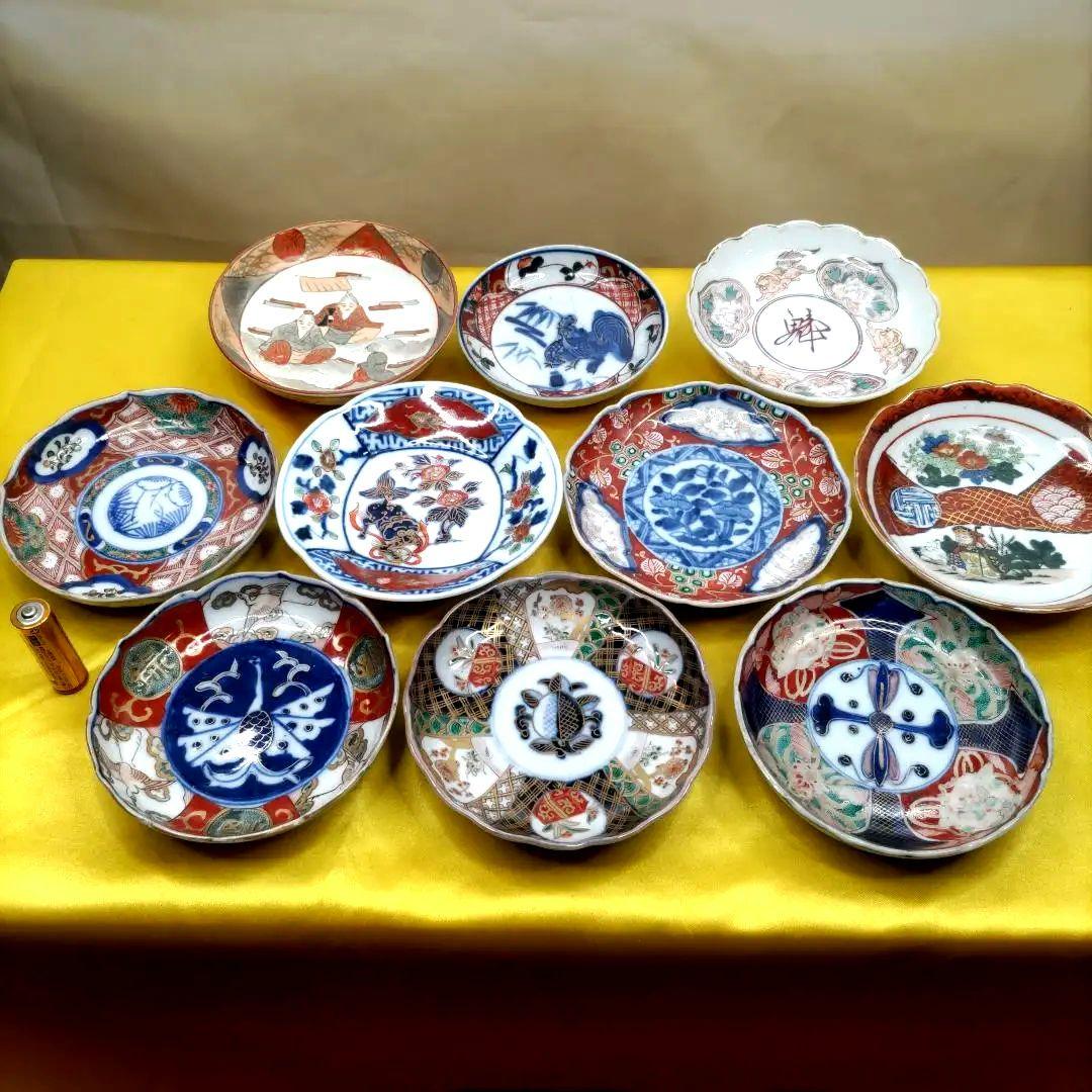 有田焼伊万里焼古伊万里九谷焼古九谷金彩色絵豆皿小皿　4寸皿10客アソートセット — image 3