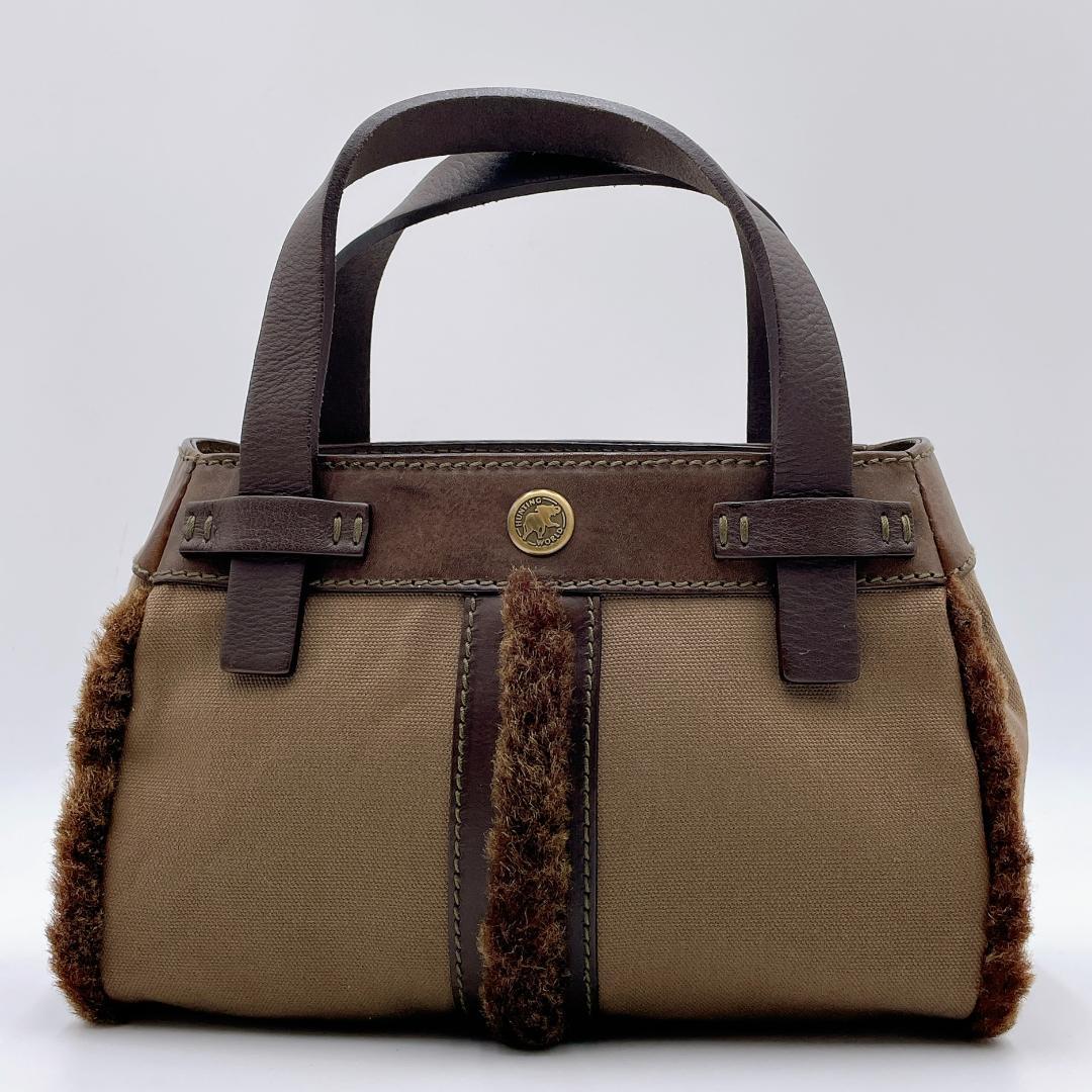 HUNTING WORLD ファー ハンド トートバッグ キャンバス h55 — image 2