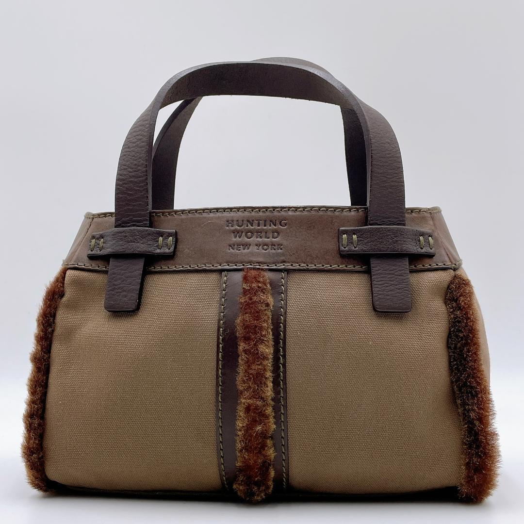 HUNTING WORLD ファー ハンド トートバッグ キャンバス h55 — image 3