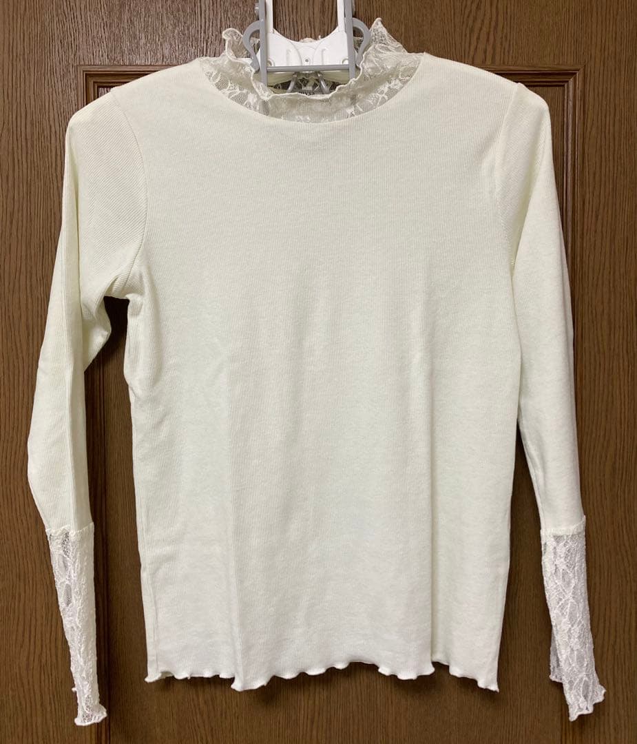 しまむら mysacloset 田中里奈 レーステレコトップス 長袖 中白 LL — image 2