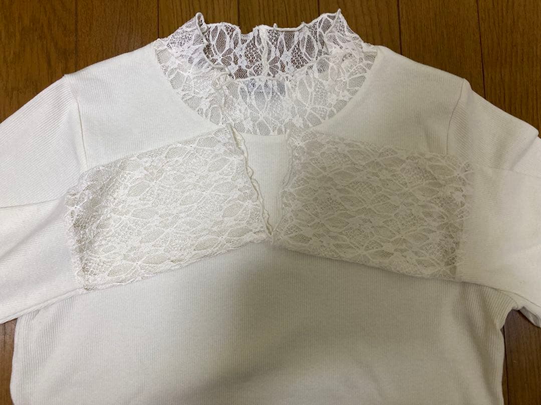 しまむら mysacloset 田中里奈 レーステレコトップス 長袖 中白 LL — image 3