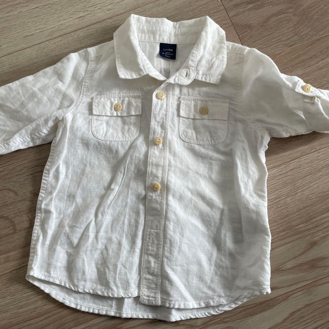 90サイズ　【セット】白シャツ　長袖シャツ&タンクトップ　ストライプ　可愛い — image 4
