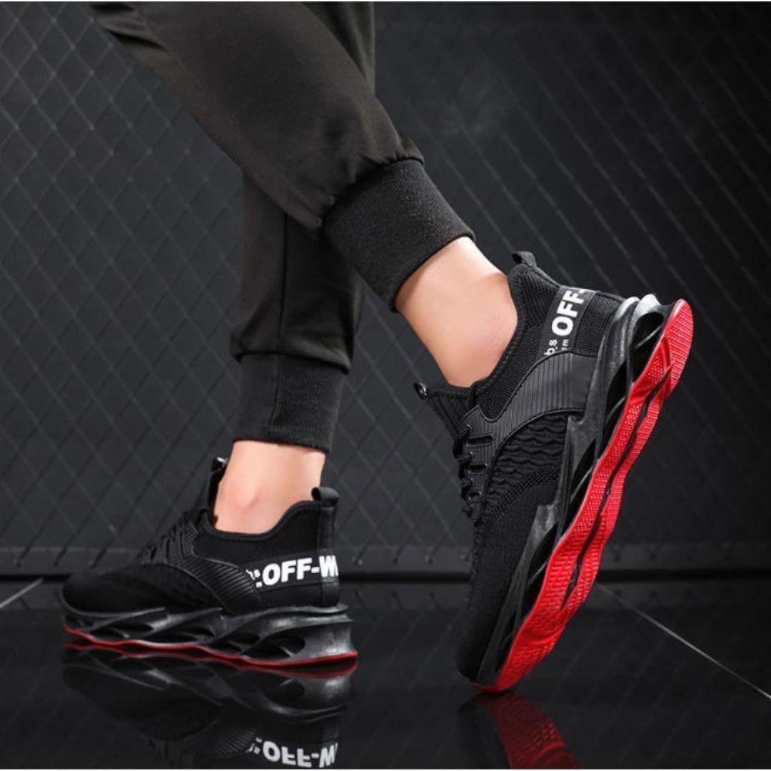 399③ スニーカー メンズ 黒 26cm 厚底 ランニング シューズ 運動靴 — image 2