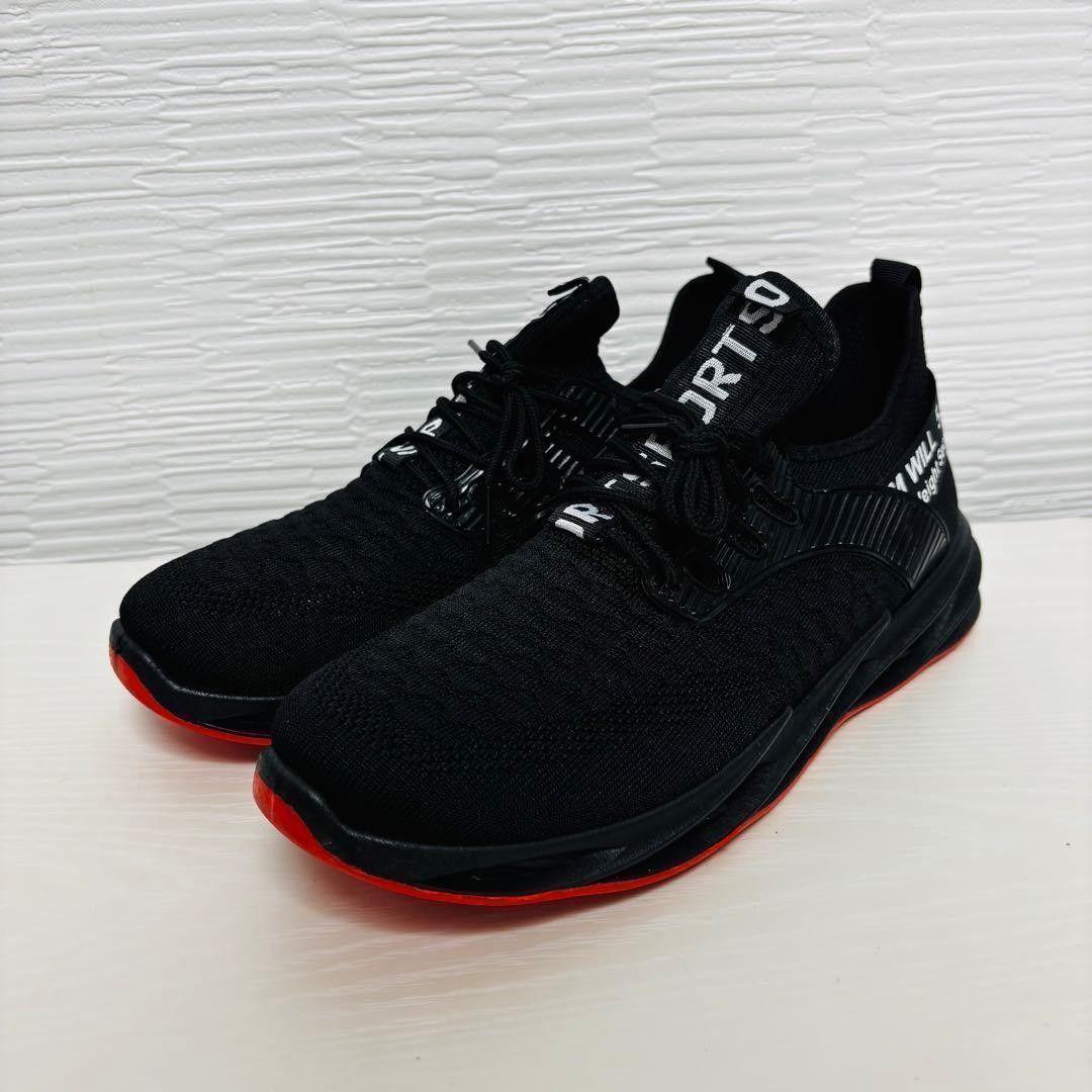 399③ スニーカー メンズ 黒 26cm 厚底 ランニング シューズ 運動靴 — image 5