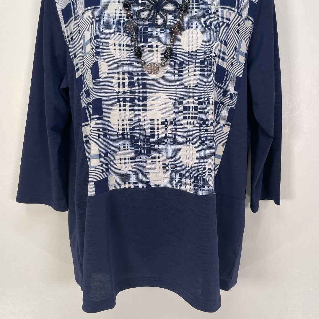 ７４４６【新品】婦人服 ミセス トップカットソー ７分袖 チュニック ブラウス — image 5