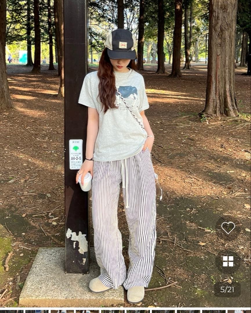 nugu. ストライプ カジュアル ワイドパンツ フリーサイズ — image 2