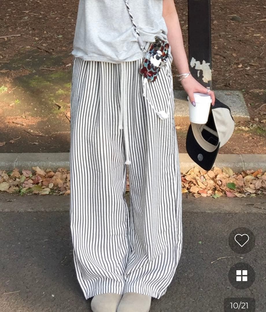 nugu. ストライプ カジュアル ワイドパンツ フリーサイズ — image 3