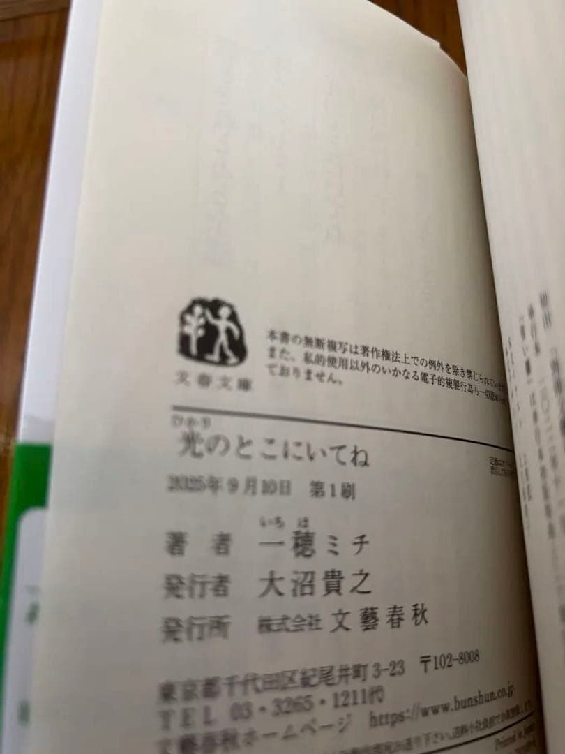 光のところにいてね 一穂ミチ 文春文庫 特製しおり付 — image 5