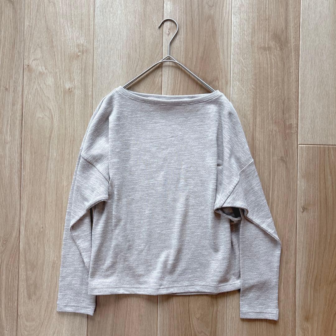554 UNIQLO ユニクロ　ストレッチスラブボートネックT長袖　S ベージュ — image 2