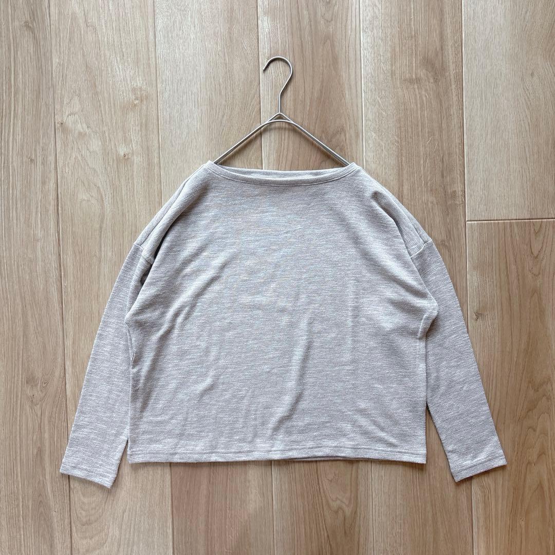 554 UNIQLO ユニクロ　ストレッチスラブボートネックT長袖　S ベージュ — image 3
