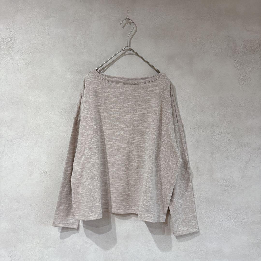 554 UNIQLO ユニクロ　ストレッチスラブボートネックT長袖　S ベージュ — image 4