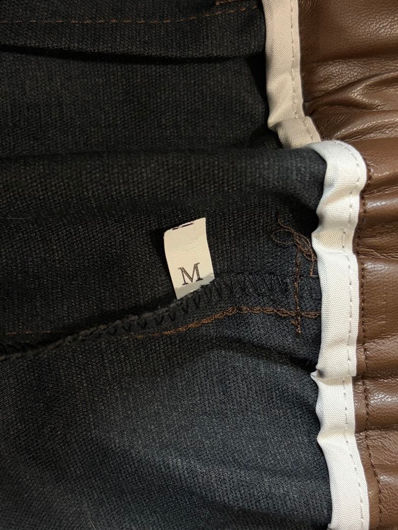 ブラウン 合成皮革 ワイドレッグパンツ M — image 3