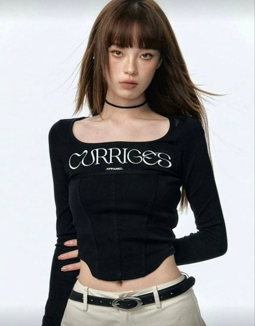 【SHEIN】ブラック 長袖クロップトップ — image 2