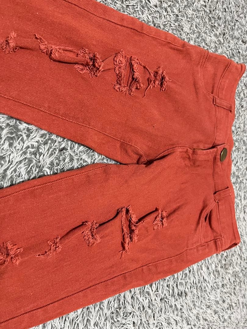 オレンジ ダメージ加工 スキニーパンツ — image 3