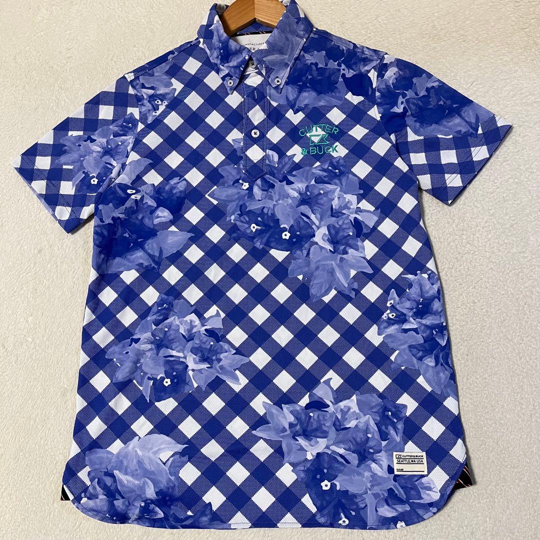 CUTTER & BUCK ギンガムチェック 花柄ゴルフボタンダウンシャツ☆美品 — image 2