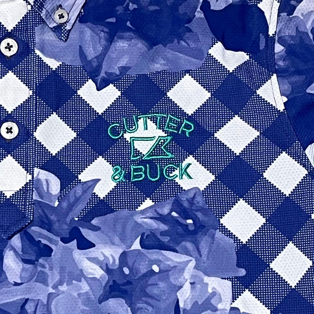 CUTTER & BUCK ギンガムチェック 花柄ゴルフボタンダウンシャツ☆美品 — image 3