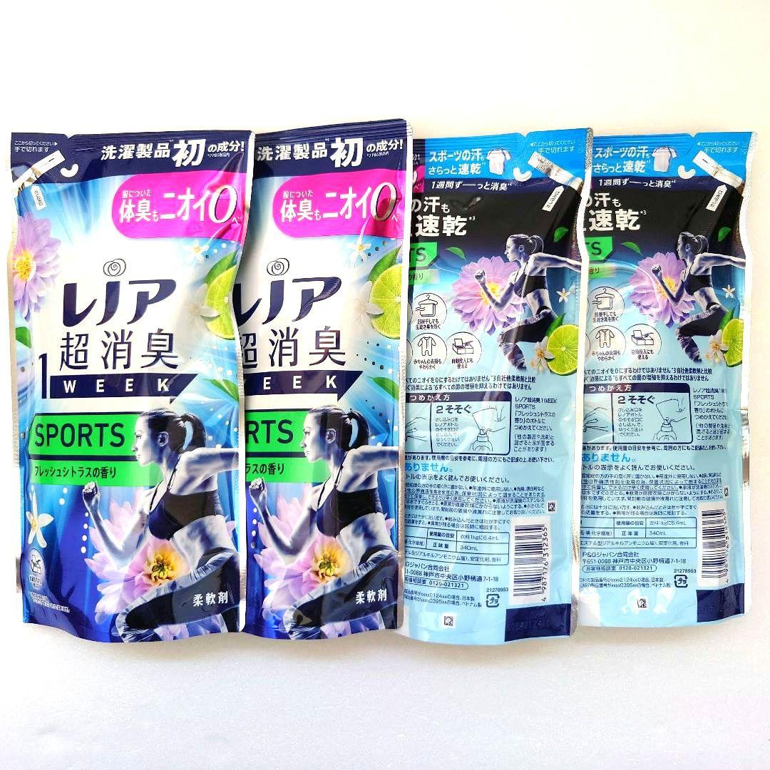 レノア　超消臭　1WEEK　SPORTS　フレッシュシトラス　340ml　4袋 — image 4