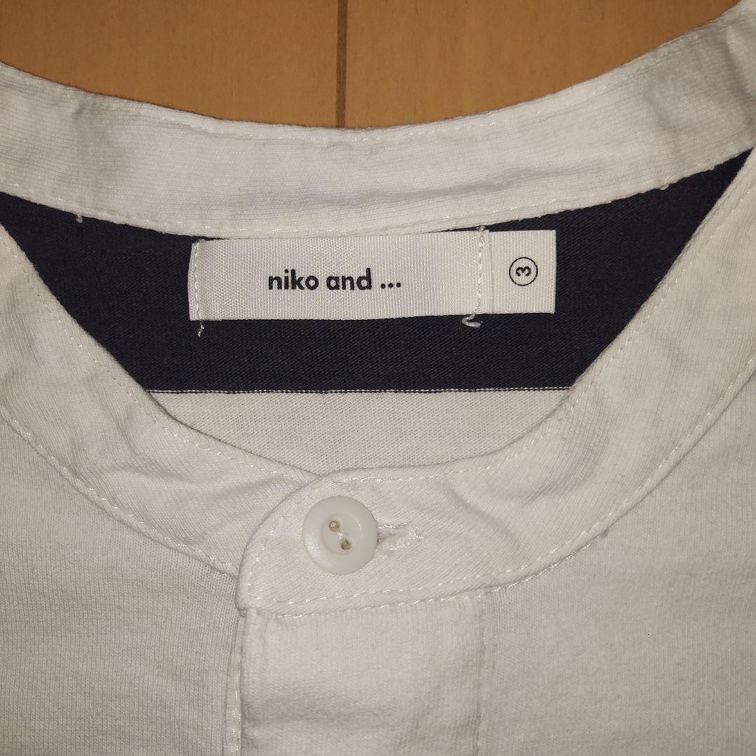 niko and... 黒×白ボーダー柄 半袖Tシャツ 綿100% Lサイズ — image 5