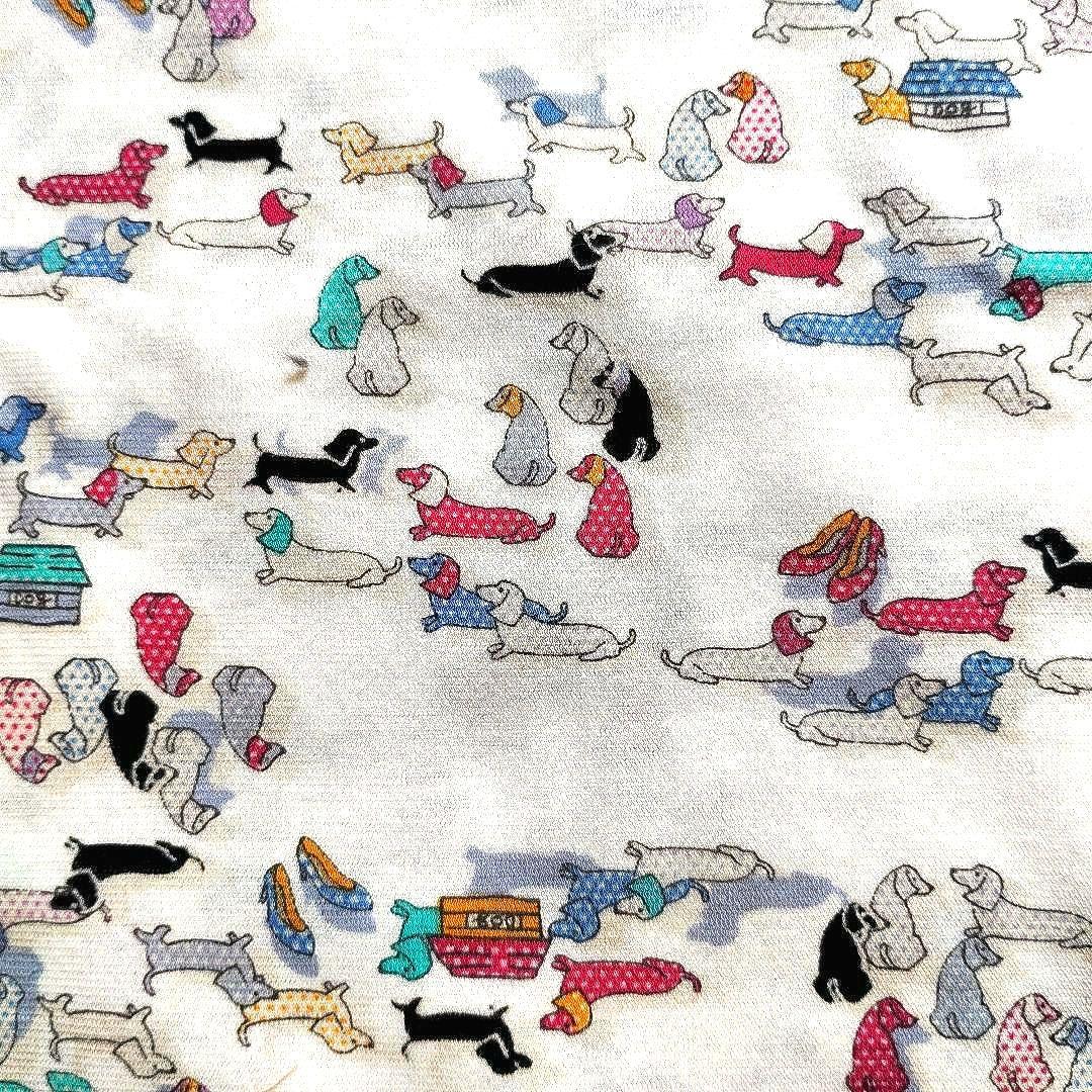 【新品】ダックスフント 五分袖 Tシャツ 犬柄 M～Lサイズ　ホワイト　コットン — image 2
