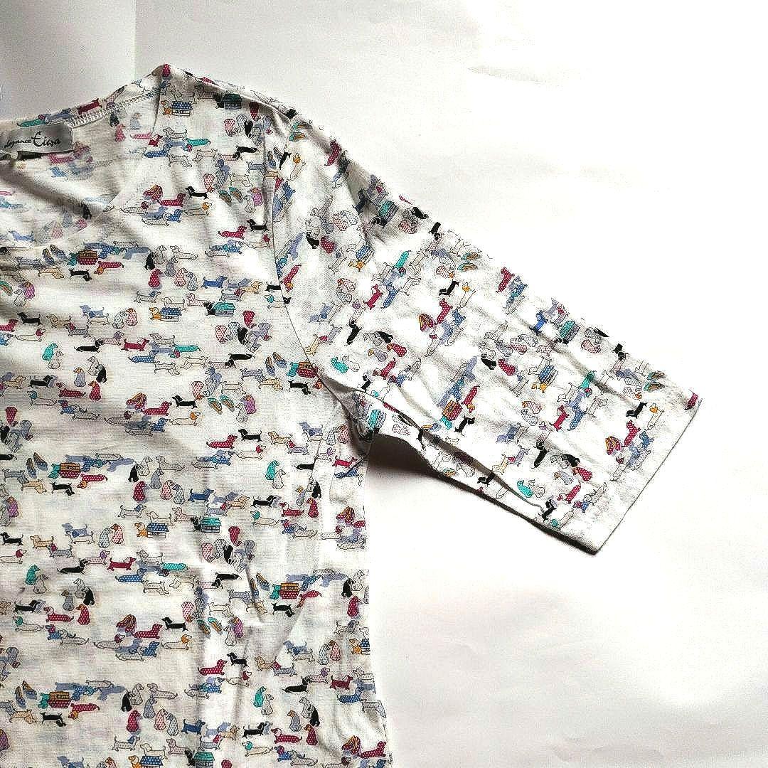 【新品】ダックスフント 五分袖 Tシャツ 犬柄 M～Lサイズ　ホワイト　コットン — image 5