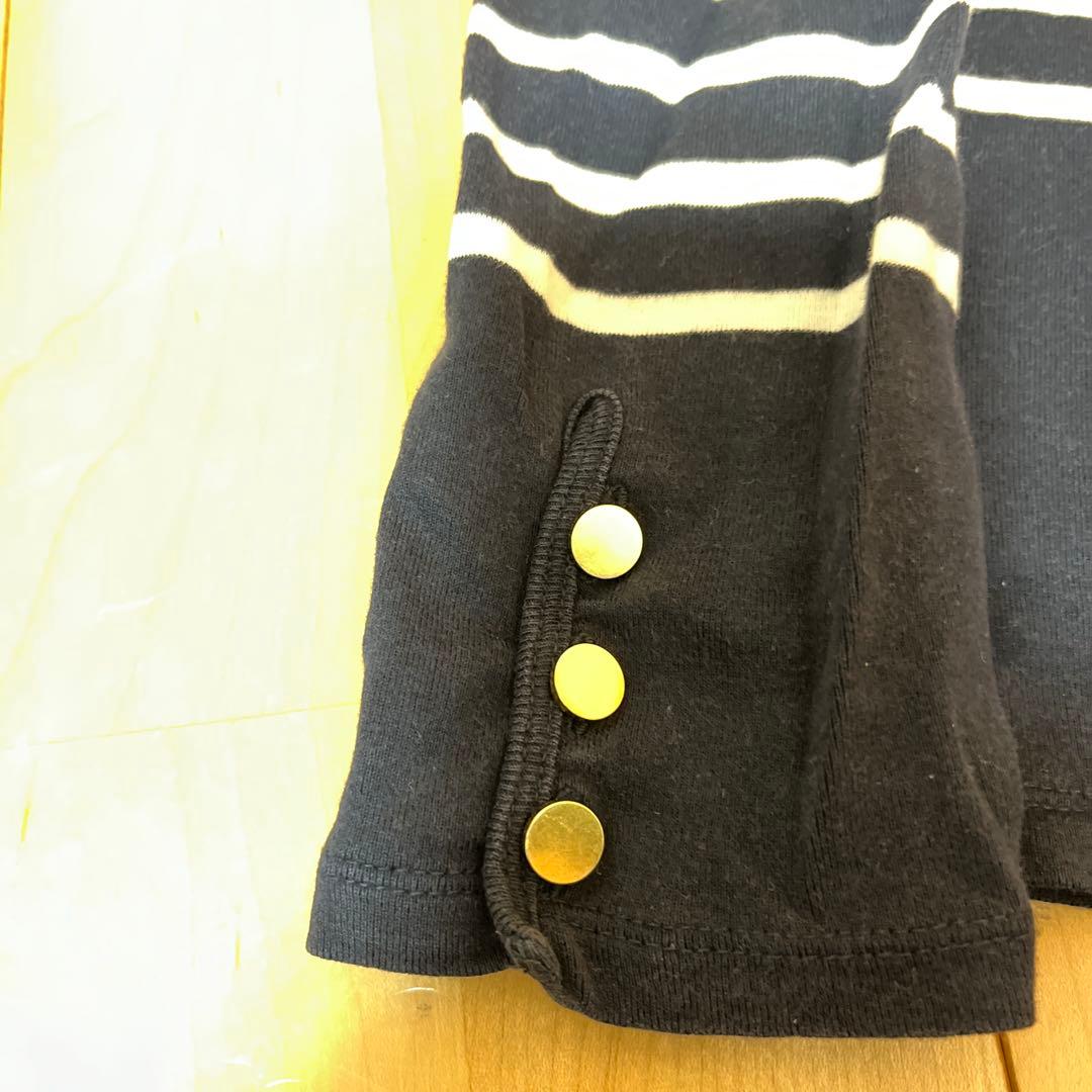 MACPHEE ネイビーとホワイトのストライプ長袖トップス — image 2