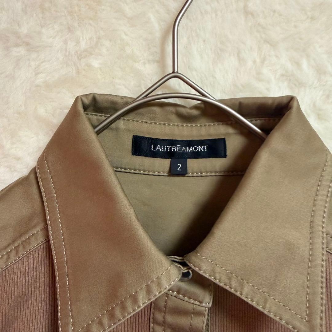 美品 LAUTREAMONT（ロートレアモン）カーキ M リブ 半袖 ポロシャツ — image 2