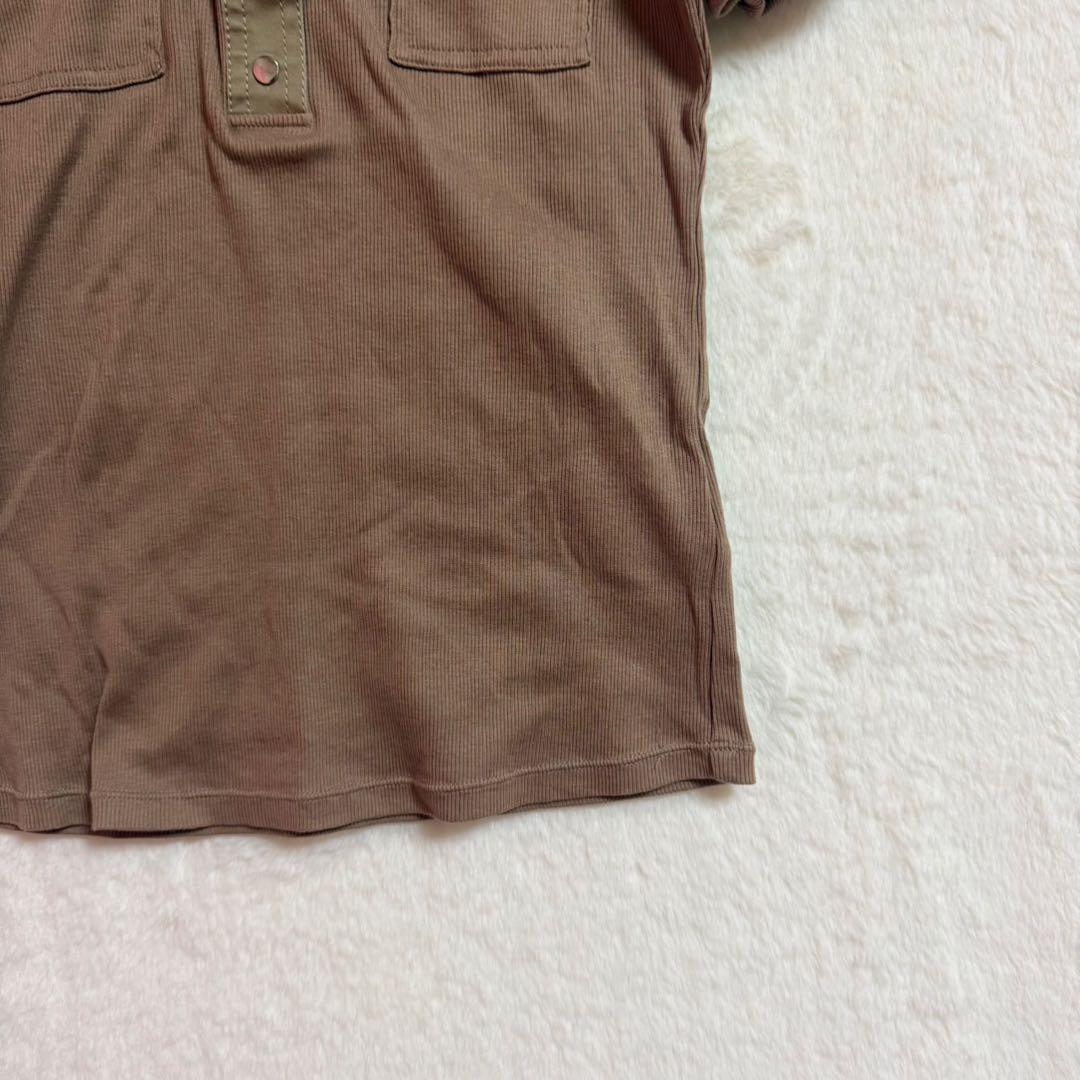 美品 LAUTREAMONT（ロートレアモン）カーキ M リブ 半袖 ポロシャツ — image 4