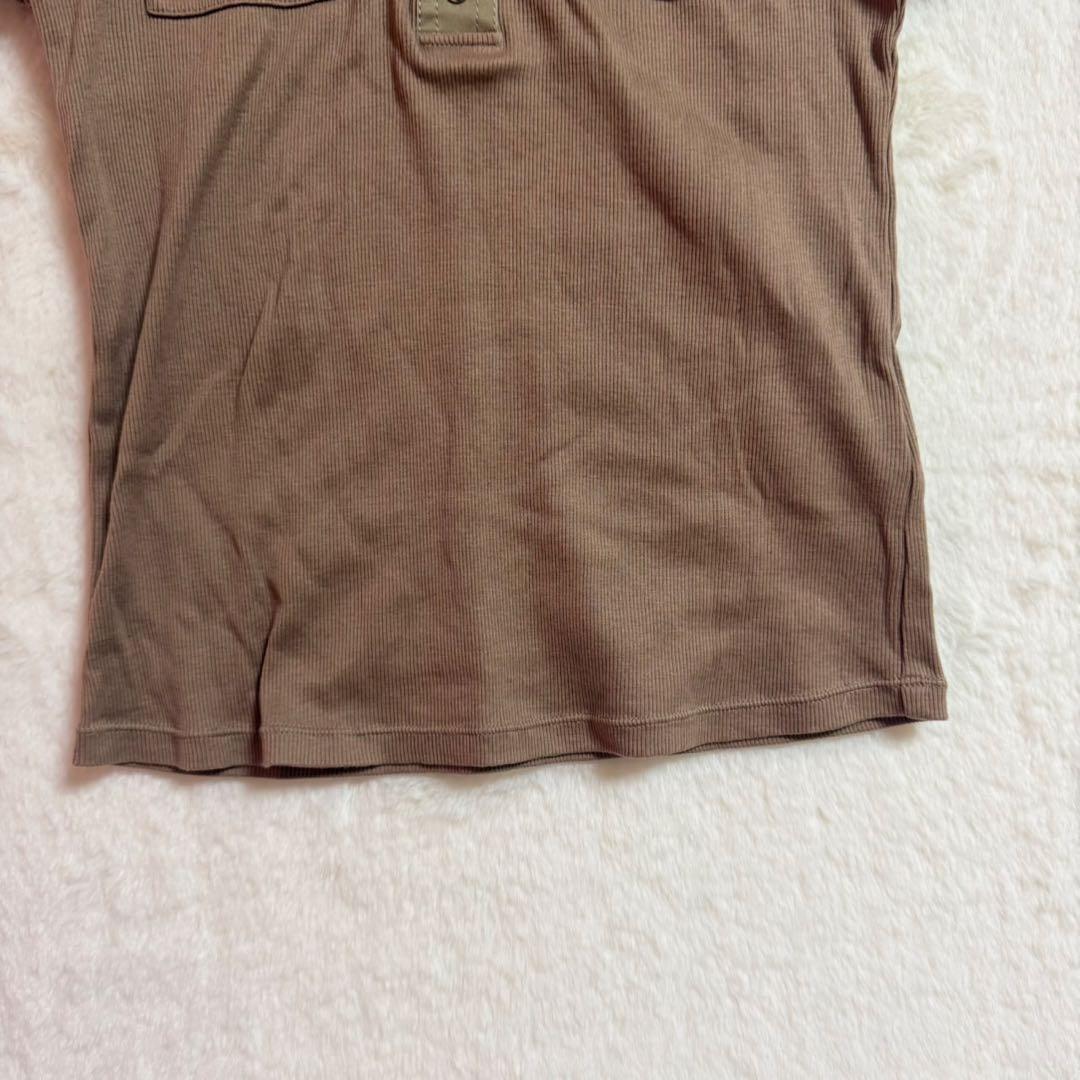 美品 LAUTREAMONT（ロートレアモン）カーキ M リブ 半袖 ポロシャツ — image 5