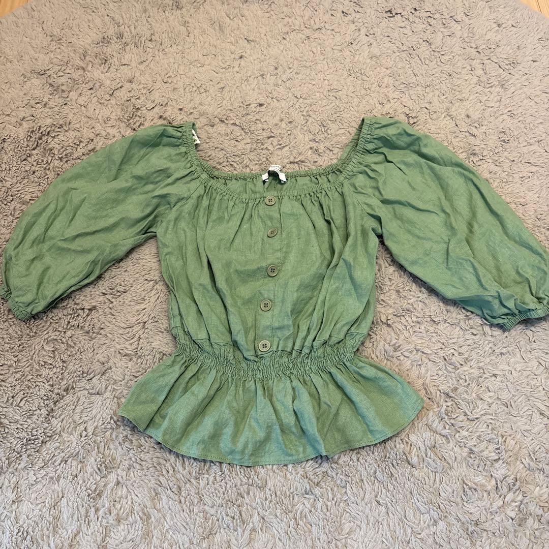 【美品】Bershka 五分袖 トップス グリーン Sサイズ オフィス デート — image 2