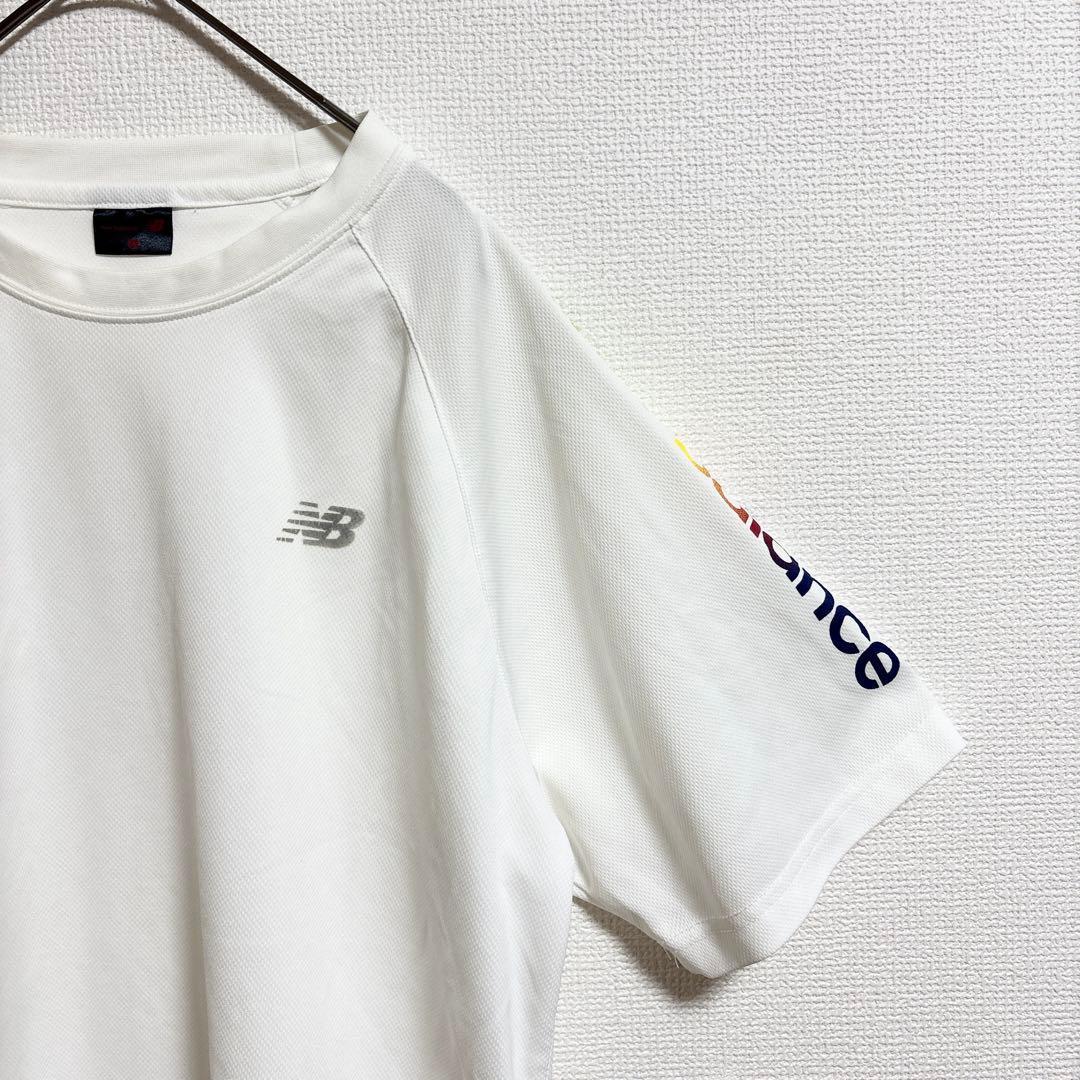 b893【ニューバランス】スポーツTシャツLLロゴ入トレーニング練習バスケテニス — image 4