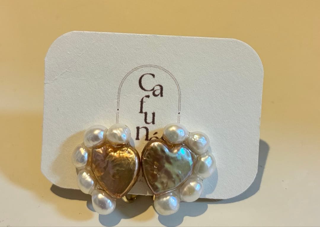 カフネ　イヤリング　ハートサンセット　cafune ハンドメイド　淡水パール — image 2