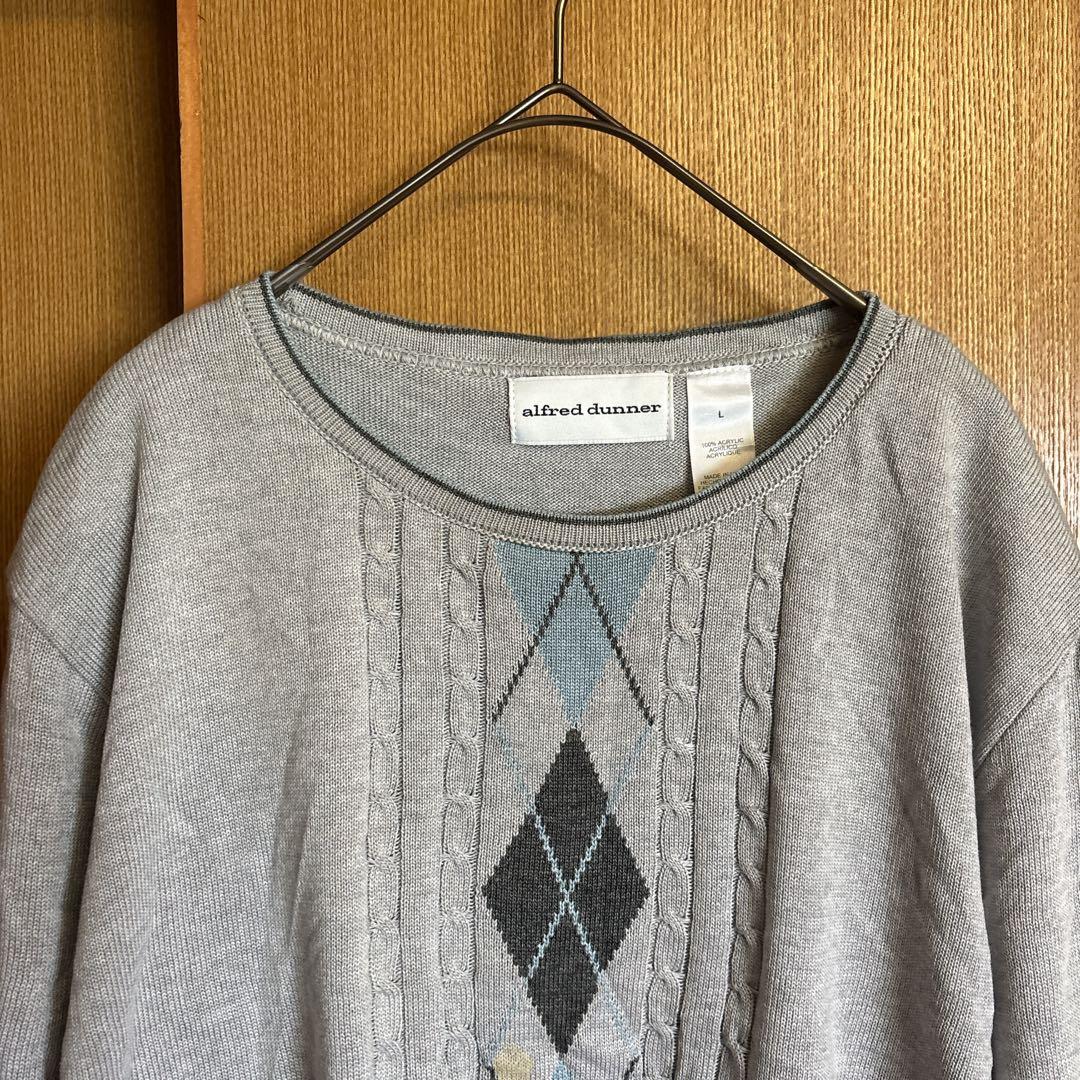 alfred dunner【L】グレー セーター アーガイル柄 アーガイルニット — image 4